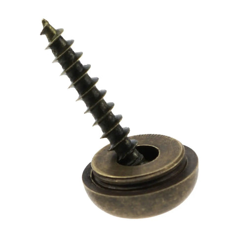 Close-up of an 8 Piece Super Clean Pure Brass Decorative Screw With Bronze Cap, 15 mm self tapping fastener for cabinetry use.