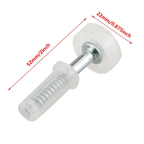No Sweat Eight Piece Bifold Door Top Guide Roller Kit With Heavy Duty Stainless Steel Build For Slick Operation And Quick Room Divider Repair Upgrade, close-up of roller wheel with stainless steel and plastic, 52mm length.