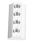 Heavy Duty Truck Bed T Slot Nuts 8mm Tie Down Hardware, silver metal with three threaded holes for securing cargo.