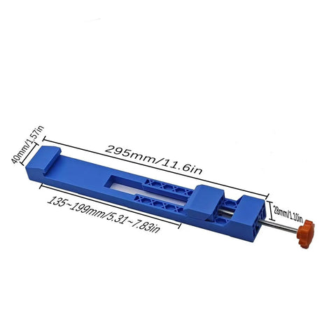 Edge Guide Positioner For Electric Circular Saw Milling, Adjustable Base Clamp, blue ABS, dimensions 295mm x 40mm x 28mm