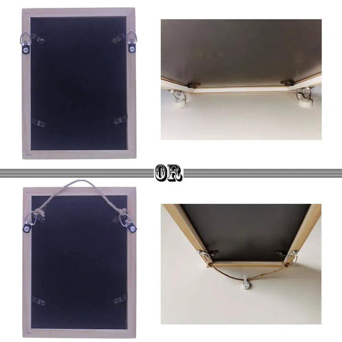 Heavy Duty D Ring Picture Hangers With Screws Set Of 50 for Picture Frames, showing both horizontal and vertical installation options.