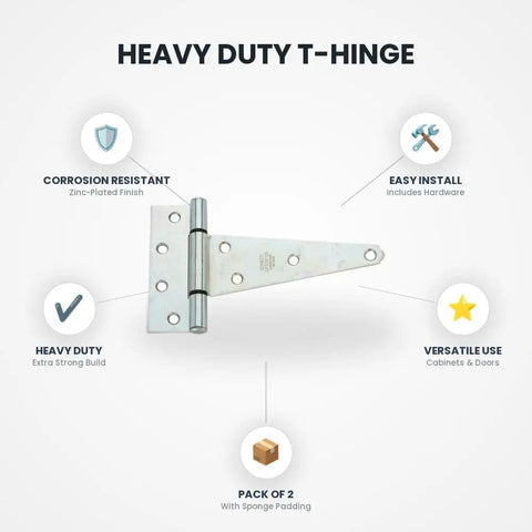 Five Pack 6 Inch Zinc Plated Heavy Duty T Hinge Set With Sponge For Cabinets And Doors Soft Close Cabinet Hinges Durable Hinge