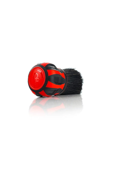 Screwball Detail Brush With Easy Hold Non Slip Rubber Grip For Safe Paint And Interior Cleaning Perfect For Grilles Emblems Trim And Tight Crevices Ultra Soft Bristles Includes Storage Stand Red, close-up