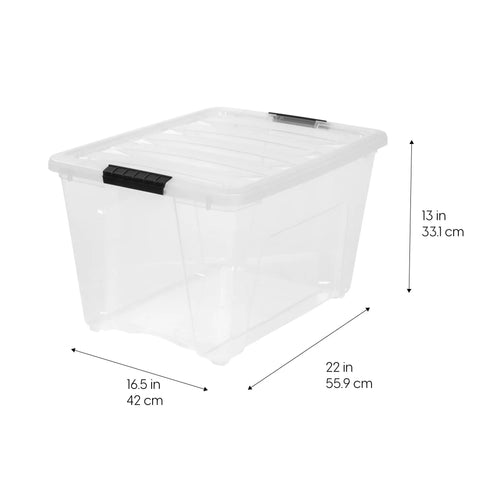 See Through 53 Quart Stackable Plastic Storage Bin With Lid For Home Organization, BPA Free, Made In USA, Durable Container