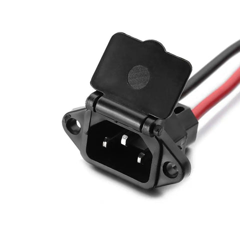 Universal Three Hole EBike Charger Socket With 12AWG Electric Vehicle Connector Plug For Electric Scooters and Battery Chargers, open view
