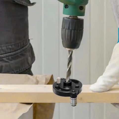 Dead Straight Self Centering Doweling Jig Badass Accuracy Handheld Drill Guide Heavy Duty Woodworking Hole Locator used with a power drill.