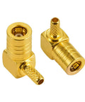 SMB Female Crimp Connector Right Angle 90 Degree RF Adapter for RG174 RG316 Coax Cables and Antennas Ideal for Car Radios and Digital Dash Installations Durable Brass Gold Plated