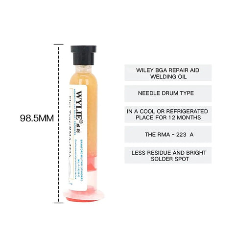 5 Pack BGA Soldering Paste And Flux Kit with 98.5mm Wiley needle drum type repair aid welding oil for PCB repair.