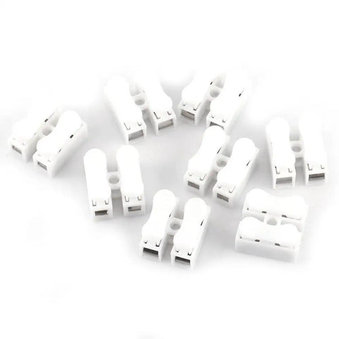 2 Pin Push Wire Connector Kit 100 Pcs 5A White LED Wiring Terminal Clamp displayed on white background