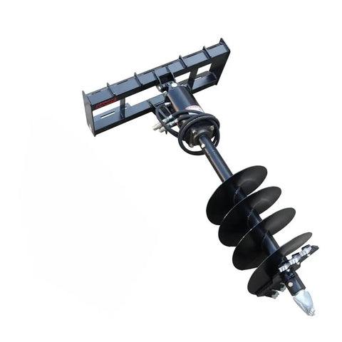 Beefy Skid Steer Post Hole Auger Drive Attachment 12 Inch Diameter 46 Inch Drilling Depth Standard Flow Universal Quick Attach