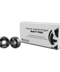Bont Pro Race Bearings 608; two steel bearings beside a white box
