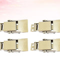 Set of 4 stainless steel toggle latch hasp locks with wide padlock opening, durable heavy duty security hardware.