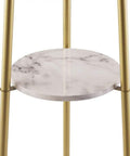 Close-up of faux marble shelf on Dope Modern Floor Lamp With Faux Marble Shelves And Fabric Shade, Tall Standing Reading Light.