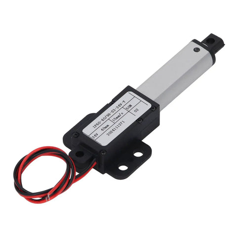Mini Electric Linear Actuator Delivering Knockout Fifty Newtons Of Thrust With Slick Forty Millimeter Stroke close-up with wires visible