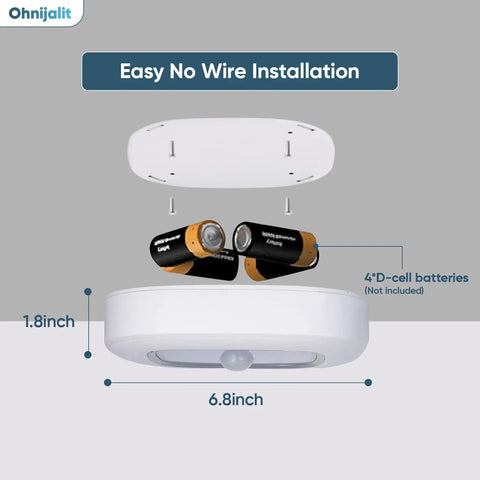Motion Sensor Ceiling Lights Battery Powered Easy Install Indoor Motion Activated LED Ceiling Lights with mounting diagram