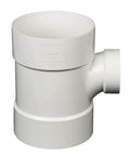 PVC DWV Sanitary Reducer Tee 4 By 4 By 2 Inch For Drain Waste And Vent Plumbing Fittings White Smooth Transition From 4 Inch Branch To 2 Inch Vertical Line Easy Install No Pressure Use