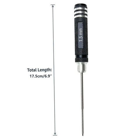 Must Have Rc Tool Kit Hex Screwdrivers With Non Slip Grip For Precise Model Assembly And Repair Of Your Favorite Hobby Cars And Trucks Today. 1.5 mm hex screwdriver, 17.5 cm long, steel shaft, non-slip grip