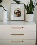 Dresser with Vintage Retro Antique Brass Zinc Alloy Cabinet Handles 6 Pack With 5 Inch Center To Center Mounting Holes