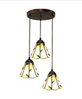Pastoral Tiffany Style 3 Light Pendant Lamp With 10 Inch Green Leaves Stained Glass Shade E27 Ceiling Hanging Light