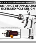 Heavy Duty Long Reach Paint Spray Gun Featuring Swappable Tips And Rock Steady Pressure Regulator For Crisp Furniture Automotive And Industrial Finishing Jobs with stainless steel nozzle