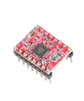 Three Pack A4988 Stepper Motor Driver Boards With Integrated Heat Sinks for reliable microstepping on 3D printers and CNC units, showing red circuit board.