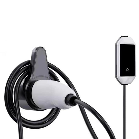 Heavy Duty EV Charger Wall Mount Holder For SAE J1772 Electric Vehicle Nozzle with cord neatly stowed and securely mounted.