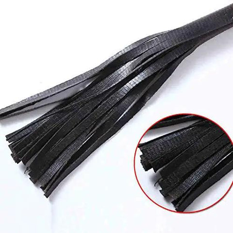 Close-up of durable black fire mop whip strips, part of Heavy Duty Tough As Nails Red Fire Extinguisher With Long Handle Fire Mop Whip Pro Grade Emergency Safety Gear.