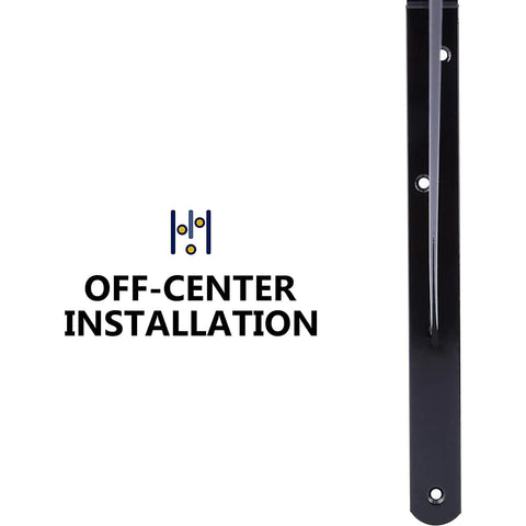 Set Of Four 18 Inch Heavy Duty Shelf Brackets Black Powder Coated Steel Wall Mounts For Garage Floating Shelves 1200 Pound Capacity Built Like A Tank Storage Gear For Home And Shop with off-center installation guide.