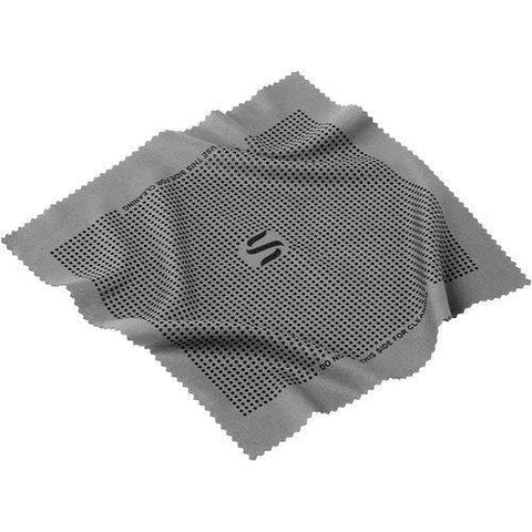 Sensei gray microfiber lens cleaning cloth for electronics, front view.