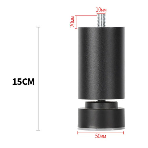 Heavy Duty 4 Pack Furniture Support Legs for Tables Beds Cabinets and Sofas, 15cm Black Aluminum Threaded Feet, Easy Leveling, Strong Load Bearing