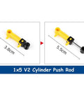 Legit 1x5 V2 Cylinder Pneumatic Actuator With Slick Push Rod And Putter Design built for standard building block mods, dimensions shown.