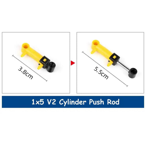 Legit 1x5 V2 Cylinder Pneumatic Actuator With Slick Push Rod And Putter Design built for standard building block mods, dimensions shown.
