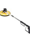 Rugged Workhorse Mechanical Range Measuring Wheel Crushing Miles And Inches Up To Ninety Nine Hundred Ninety Nine Feet with foldable grip and yellow wheel.