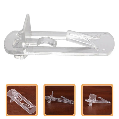 Locking Shelf Pegs For Cabinets 30 Pack Plastic Shelf Clips Fits 15mm To 16mm Wooden Boards close-up on wooden surface