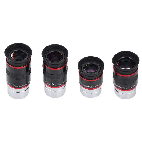 Ultra Wide Angle Long Eye Relief Eyepiece Kit For Telescopes 1.25 Inch 68 Degree Field Of View Four Piece Set 6mm 9mm 15mm 20mm