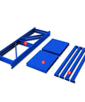 Heavy Duty Four Tier Steel Shelving Unit Bolt Free Assembly Garage Workshop Utility Storage Rack For Tools Pantry Organization parts layout in blue