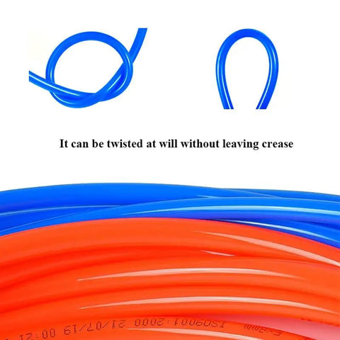 Top Shelf Polyurethane Tubing For Pneumatic Air Hose Systems Durable Flexible Compressor Pipe shown twisted without creasing.