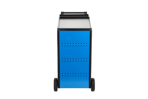 Heavy Duty Nine Drawer Rolling Tool Trolley Featuring Slick Abs Work Platform And Super Smooth Casters For Top Shelf Garage Storage and easy access, blue side view.