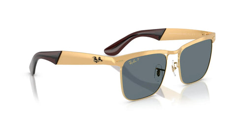 Wayfarer Deluxe Square Sunglasses With Sandblasted Legend Gold Frame And Dark Blue Polarized Lenses, 56 Mm, Modern Metal Style