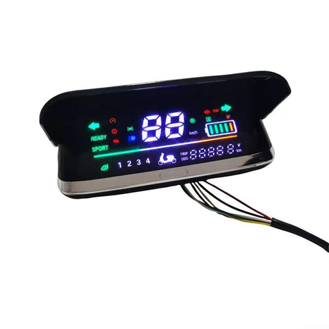 48 To 72 Volt Ebike LCD Display Speedometer With 6 Pin Connector For Electric Bikes Scooters And Trikes Optional Windshield Wide Voltage Range Durable Waterproof Screen Real Time Ride Data And Battery Status Readout, front view