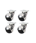 Four Piece Stem Casters Set, 1.5 Inch Square Lightweight Sofa Wheels, chrome and black design for home furniture.