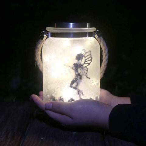 2 Pack Solar Lantern Fairy Lights For Outdoor Decor White Frosted Glass Hanging Jars With 20 Warm White Mini LEDs Auto On At Dusk