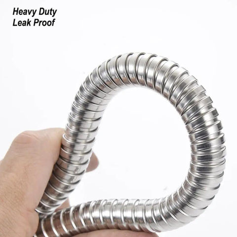 Extra Long 79 Inch Stainless Steel Shower Hose Handheld Extension Universal Replacement G One Half in hand showing flexibility