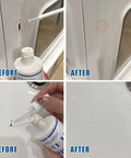 Before and after results using Porcelain Repair Kit High Gloss White Touch Up Paint For Sinks Tubs And Bathrooms Enamel.