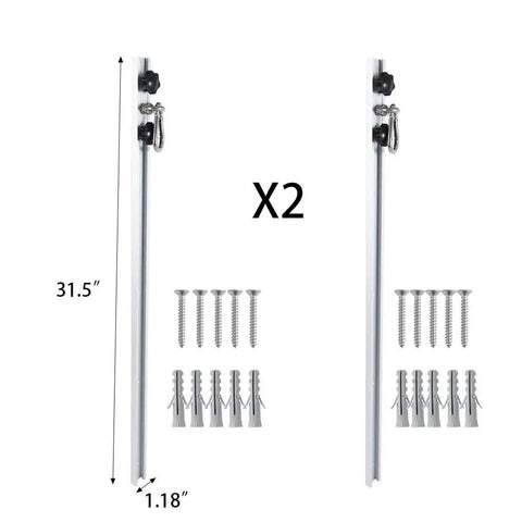 Heavy Duty Adjustable Resistance Band Wall Anchor With Dual Steel Rails And Smooth Glide Carriages For Instant Home Gym Rig Setup Quick Install Mounting Kit No Bands Included, showing two slide rails and mounting screws.