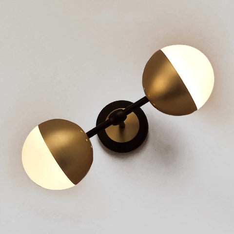 Dope Vintage Gold Globe Wall Sconce With Two Lights And Milk Glass Shades For Living Room Bedroom Hallway Kitchen Vanity And Stair