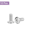Heavy Duty M6 X 15mm Flat Phillips Head Machine Screws Built Dang Tough From 304 Stainless Steel, 12 pieces with shiny finish.