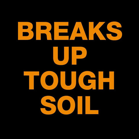 Text 'BREAKS UP TOUGH SOIL' highlights feature of 60-Inch Pro Garden Shovel For Digging, Heavy-Duty Steel Spade With Straight Handle