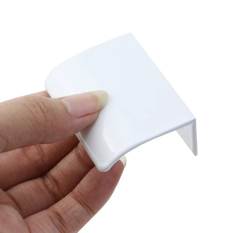 Person holding Arc Modern Finger Edge Pulls For Cabinets, Drawers, Doors And Furniture, Aluminum Hidden Tab Handles, White Finish, 1.26 Inch Center
