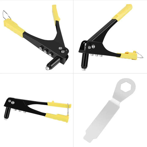 Lightweight Manual Riveter Kit With Blind Rivet Tool For Gutter Repair, HVAC, Auto Trim, 4 interchangeable heads, 100 kg pull